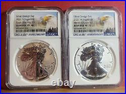 2021 NGC PF70 American Eagle Silver Reverse Proof 2pc Designer Set Mountains