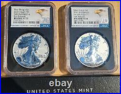 2021 NGC PF70 FR American Eagle 1 oz Silver Reverse Proof 2 Coin Designer Set