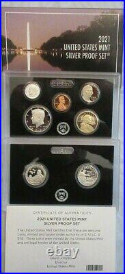 2021 S 99.9% SILVER Proof Set US Mint Coin Set with Box & COA 21RH IN STOCK