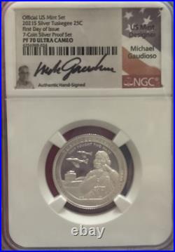 2021 S US Mint Silver 7-Coin Proof Set, NGC PF70 PR70 Complete Perfect, Gaudioso