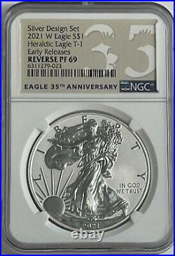 2021 W $1 T-1 Ngc Pf69 Reverse Proof Er From Silver Design Set Eagle Landing