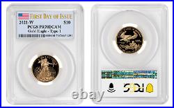 2021 W Pcgs PF70 4 coin Set 1.85 Ozt First Day Issue Proof Gold Eagle