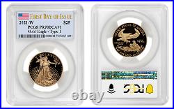 2021 W Pcgs PF70 First Day Issue Proof Gold Eagle Set 1 1/2 1/4 1/10 Ozt 4 Coin