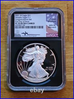 2021 W Proof Silver Eagle Type 1 Congratulations Set NGC PF70 UCAM FDOI Mercanti