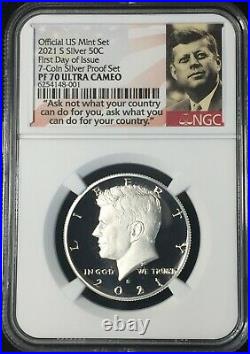2021-s Ngc Pf70 Ucameo 7 Coin. 999 Silver Proof Set First Day Issue Ships Now