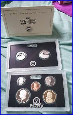 2021 united states mint silver proof set. & 2023 peace silver dollar proof coin