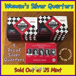 2022 American Women Quarters Silver 5 Coin Proof Set (Qty 10)