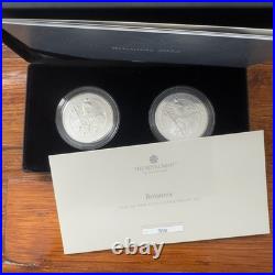 2022 Britannia Uk Two Coin Silver Proof Set Proof & Reverse Proof Royal Mint
