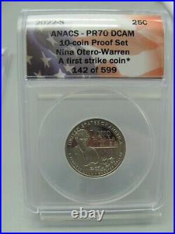 2022-S 10-Coin Silver Proof Set ANACS PR70 DCAM First Strike