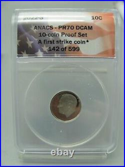 2022-S 10-Coin Silver Proof Set ANACS PR70 DCAM First Strike