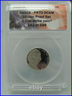 2022-S 10-Coin Silver Proof Set ANACS PR70 DCAM First Strike