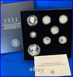 2022 S Limited Edition Silver Proof 8 Coin Set OGP Mint