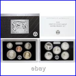 2022 S Proof Set Original Box & COA 10 Coins 99.9% Silver