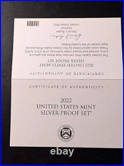 2022-S U. S. MINT SILVER PROOF SET complete with 10 Coins OGP & COA