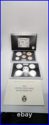 2022-S U. S. Silver Proof Set Complete 10-Coin Set, with Box and COA 2022-S U. S. Silver Proof Set Complete 10-Coin Set, with Box and COA