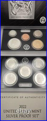 2022-S U. S. Silver Proof Set Complete 10-Coin Set, with Box and COA 2022-S U. S. Silver Proof Set Complete 10-Coin Set, with Box and COA