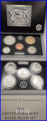 2022-S U. S. Silver Proof Set Complete 10-Coin Set, with Box and COA 2022-S U. S. Silver Proof Set Complete 10-Coin Set, with Box and COA