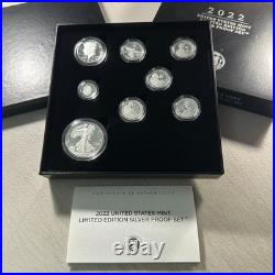 2022 US Mint Ltd Edition Silver Proof Set. 999 Silver Coins x8 OGP & COA(90588)