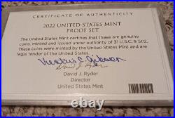 2022 United States Mint Proof Set 10 Coins U. S. Mint Women WITH AUTOGRAPHED COA