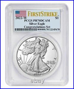 2022-W Proof $1 American Silver Eagle Congratulations Set PCGS PR70 FS withBox&COA