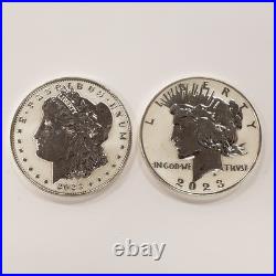 2023 $1 Morgan & Peace Silver 1.718 ASW Reverse Proof Set of 2 SKU-Q5348 2023 $1 Morgan & Peace Silver 1.718 ASW Reverse Proof Set of 2 SKU-Q5348