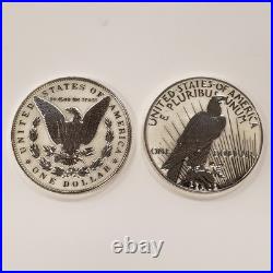 2023 $1 Morgan & Peace Silver 1.718 ASW Reverse Proof Set of 2 SKU-Q5348