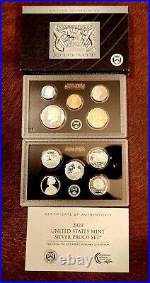 2023 S UNITED STATE SILVER PROOF SET 10 COINS with BOX and COA