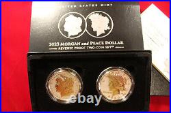 2023 U. S. Mint Two Coin Set- REVERSE PROOF Morgan and Peace Silver Dollars-23XS