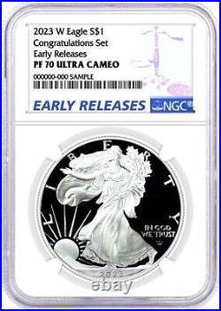 2023 W $1 Proof Silver Eagle Congratulations Set NGC PF70 UCAM Early Releases