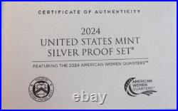 2024 S US Mint 10-Coin Silver Proof Set With Box & COA, 24RH, FREE SHIPPING