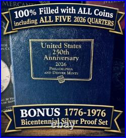 2026 250th SEMIQ Whitman Coin Album 100% FILLED + BONUS 1976 SILVER PROOF SET