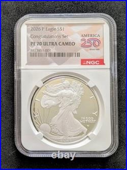 2026 P Congratulations Set Proof Silver Eagle NGC PF 70 250 Flag