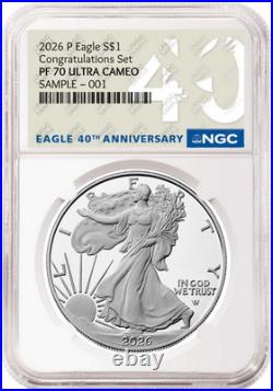 2026 P Congratulations Set Proof Silver Eagle NGC PF 70, 40th