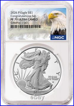 2026 P Congratulations Set Proof Silver Eagle NGC PF 70, Mtn