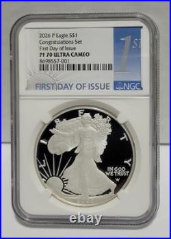 2026 P Silver Eagle Proof S$1 Congratulations Set NGC PF70 UC FDOI First Day