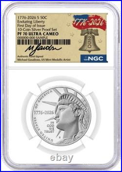 2026 S Silver Proof 10-Coin Set NGC PF70 UCAM First Day of Issue Gaudioso