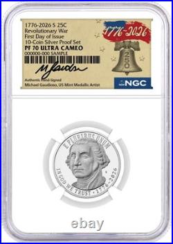 2026 S Silver Proof 10-Coin Set NGC PF70 UCAM First Day of Issue Gaudioso