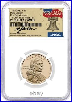 2026 S Silver Proof 10-Coin Set NGC PF70 UCAM First Day of Issue Gaudioso