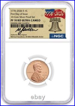 2026 S Silver Proof 10-Coin Set NGC PF70 UCAM First Day of Issue Gaudioso