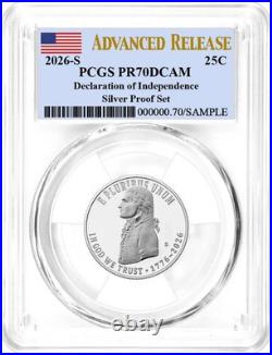 2026 S Silver Proof 10-Coin Set PCGS PR70 DCAM Advanced Release Flag Label