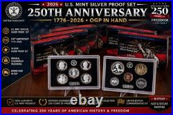 2026-S U. S. Mint Silver Proof Set 250th Anniversary 1776-2026 COA OGP IN HAND