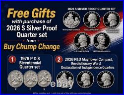 2026 S US MINT Proof Silver Quarters Set + BONUS 1976 PDS & 2026 P&D QUARTERS
