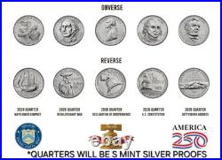 2026 S US MINT Proof Silver Quarters Set + BONUS 1976 PDS & 2026 P&D QUARTERS