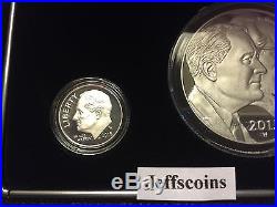 3 Coin Set 2015 W March of Dimes Reverse Proof Dime PF Silver Dollar FDR P DM5