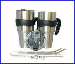 30oz Tumbler Stainless Steel Set with removable handle, straw and spill proof lid