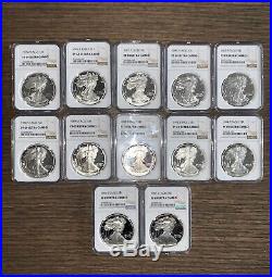34 COINS 2001 to 2020 W 1990-S SILVER EAGLE COMPLETE SET PF 70 ULTRA CAMEO UCAM