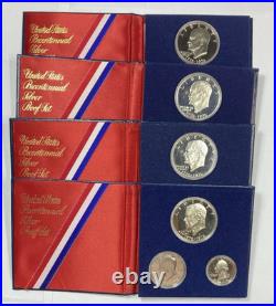 4 1976-S 3 Pc Bicentennial Proof Silver Sets Fresh Clean One lot