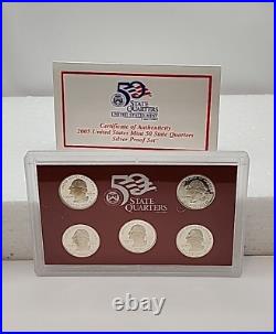 4 SETS 2005, (2)2007, 2008 US Mint 50 State Quarter Silver Proof Sets OPG WithCOA