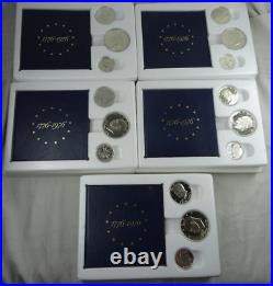 (5) 1976-S US Mint Silver Proof Bicentennial 3 Coin Set BU 40% Silver OGP