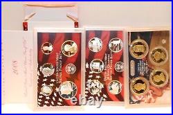 (5) 2008 S US Mint Silver Proof Set in OGP with COA 14 Coin Set